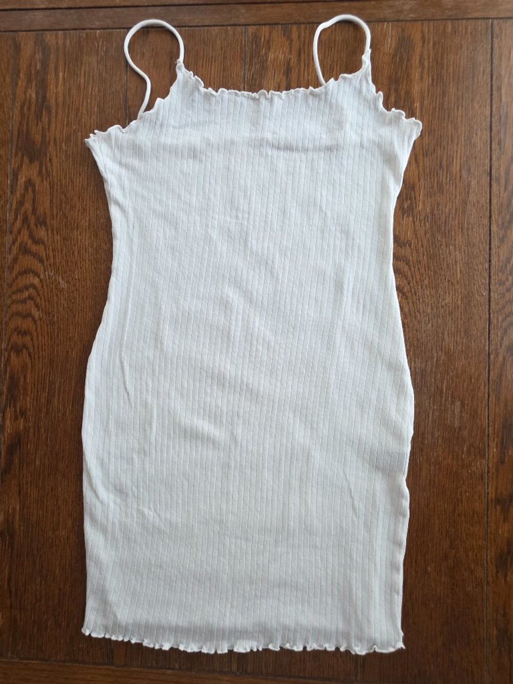 SHEIN White Ribbed Lettuce-Trim Cami Mini Dress - Size M